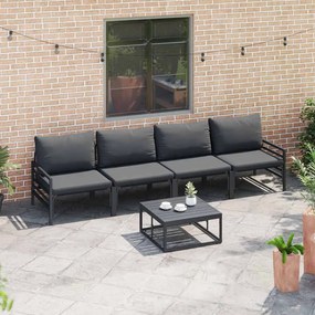 Conjunto de Sofá de Jardim 5 pcs Antracite Aço