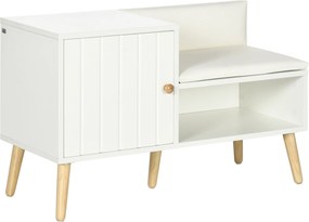 HOMCOM Banco Sapateira com Compartimento Aberto e Almofada Acolchoada para 4 Pares de Sapatos 80x33x49cm Branco | Aosom Portugal