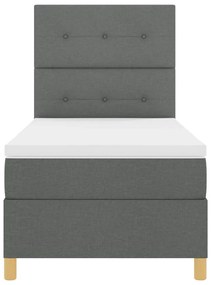 Cama Box com Colchão e LED Cinza Escuro 90x200 cm Tecido