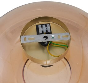 Candeeiro de Teto Art Déco Latão com Vidro Âmbar 40cm - Busa