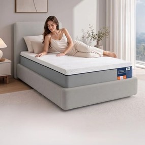 Colchão 90 x 200 x 25 cm, espuma viscoelástica com gel, 7 zonas, firmeza média, capa removível, respirável
