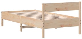 Estrutura de cama com cabeceira 90x190 cm pinho maciço