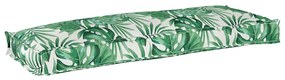 vidaXL Almofada de palete para banco Padrão de folhas 110 x 40 x 8 cm