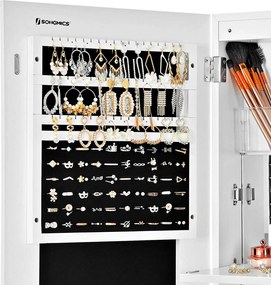 Armário para joias com porta espelho sem moldura 37 x 110 x 9,5 cm branco