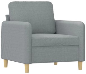 4 pcs conjunto de sofás com almofadas tecido cinzento-claro
