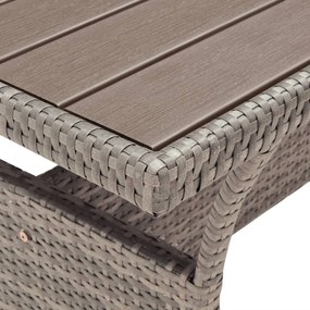 vidaXL Mesa de jardim 120x70x66 cm vime PE cinzento
