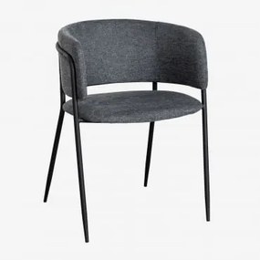 Cadeira De Jantar Estofada Nalon Negro & Tecido Cinza Grafito - Sklum