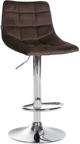 Conjunto de 2 bancos de bar Jerry em veludo com estrutura cromada 87-108,5 x 43 x 46,5 cm Castanho