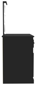 Toucador com luz LED 90x50x132,5 cm derivados de madeira preto