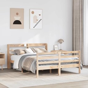 Estrutura cama c/ cabeceira 140x190 cm pinho maciço