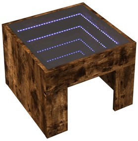 Mesa de cabeceira c/ LED Infinity 40x40x30 cm carvalho fumado