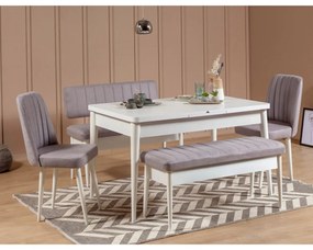 Conjunto de Mesa de Jantar Extensível e Cadeiras Vina – Branco – Mesa: