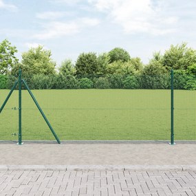 vidaXL Cerca de Fio Soldado com 13 Postes Flangados Verde 0.8x25 m Aço