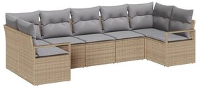Conjunto de Sofá de Jardim de 7 Peças com Almofadas em Rattan Sintétic