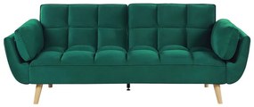 Sofá-cama em veludo verde ASBY Beliani