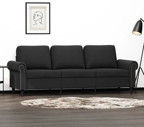 vidaXL Sofá de 3 lugares 180 cm veludo preto