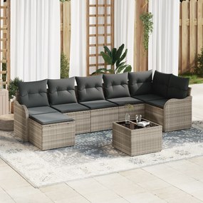 Conjunto de Sofá de Jardim vidaXL de 8 Peças com Almofadas Cinza Ratta