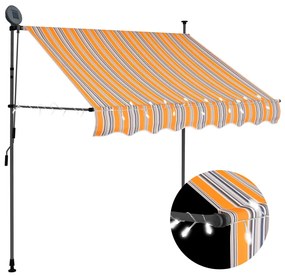 Toldo retrátil manual com LED 150 cm amarelo e azul
