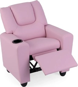 Poltrona reclinável para crianças em veludo, com porta-copos e apoio para os pés ajustável, para sala de estar ou área de jogos, a partir dos 3 anos R