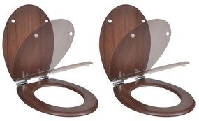 vidaXL Assentos de sanita com tampas de fecho suave 2 pcs MDF castanho