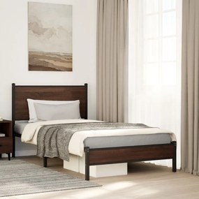 vidaXL Estrutura de cama sem colchão 100x200cm metal carvalho castanho