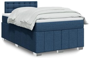 Cama boxspring com colchão 120x190 cm tecido azul