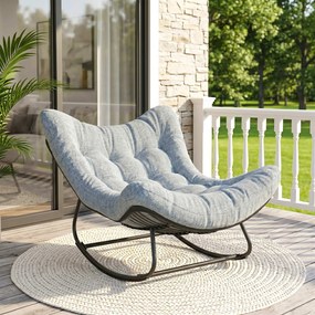 Cadeira de baloiço de jardim em forma de ovo com almofada acolchoada 98 x 111 x 74 cm cinzenta
