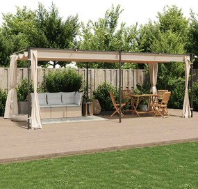 Gazebo com cortinas 3x6 m aço creme