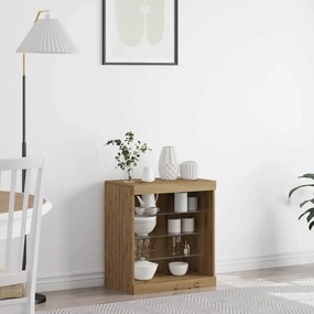 Sideboard vidaXL com Luzes LED Carvalho Artisan 60,5x37x67 cm
