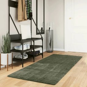 vidaXL Tapete pelo curto macio lavável HUARTE 80x200 cm verde-floresta