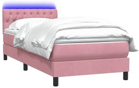 Cama com molas/colchão 100x220 cm veludo Rosa