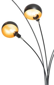 Candeeiro de pé design preto com dourado 5 luzes - Sixties Marmo