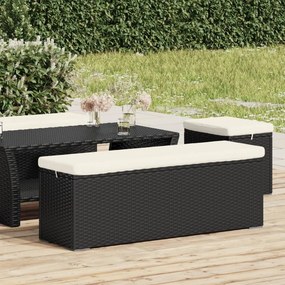 vidaXL Banco otomano com almofadão 110x30x40 cm vime PE preto
