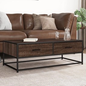 vidaXL Mesa centro 100x50x35 cm deriv. madeira/metal carvalho castanho
