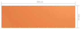 Tela de varanda 120x400 cm tecido Oxford laranja