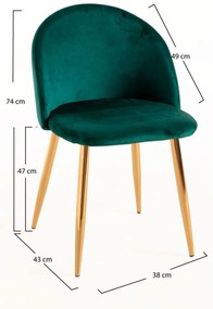 Pack 2 Cadeiras Vint Veludo Golden - Verde