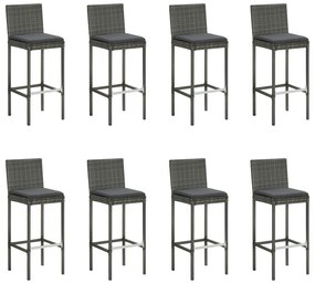 9 pcs conjunto de bar para jardim com almofadões cinzento