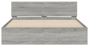 Estrutura de cama com cabeceira 140x190 cm cinzento sonoma