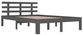 Estrutura de cama 200x200 cm madeira maciça cinzento