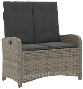 2 pcs conjunto de jantar p/ jardim c/ almofadões vime PE cinza