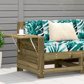 vidaXL Sofá de jardim c/ apoio de braços/mesa apoio pinho impregnado