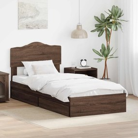 vidaXL Cama com Armazenamento com gaveta Carvalho Marrom 70 x 190 cm