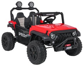 Jipe elétrico para Crianças 2 Lugares 24V 4x4 PASSION 4x4 Off-Road Rodas Espuma EVA, Assento couro ecológico Vermelho