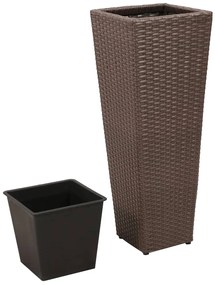Floreiras de jardim altas 3 pcs vime PE castanho