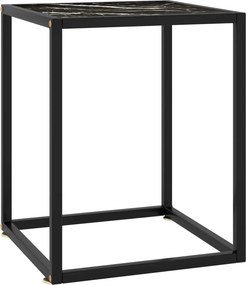 vidaXL Mesa de centro 40x40x50 cm preto com vidro marmorizado preto
