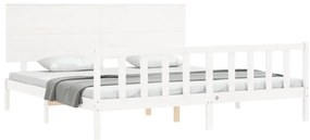 Cama sem colchão 200x200 cm madeira de pinho maciça branco
