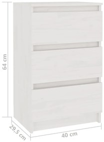 Mesas de cabeceira 2 pcs 40x29,5x64 cm pinho maciço branco