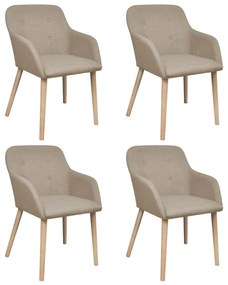 vidaXL Cadeiras jantar 4 pcs tecido bege e madeira de carvalho maciça