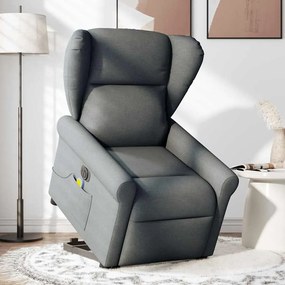 Poltrona elétrica elevatória massagens tecido cinzento-escuro