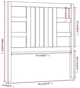 Cabeceira de cama 81x4x100 cm pinho maciço preto